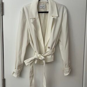 Babaton Cream Trench Coat with Belt, M